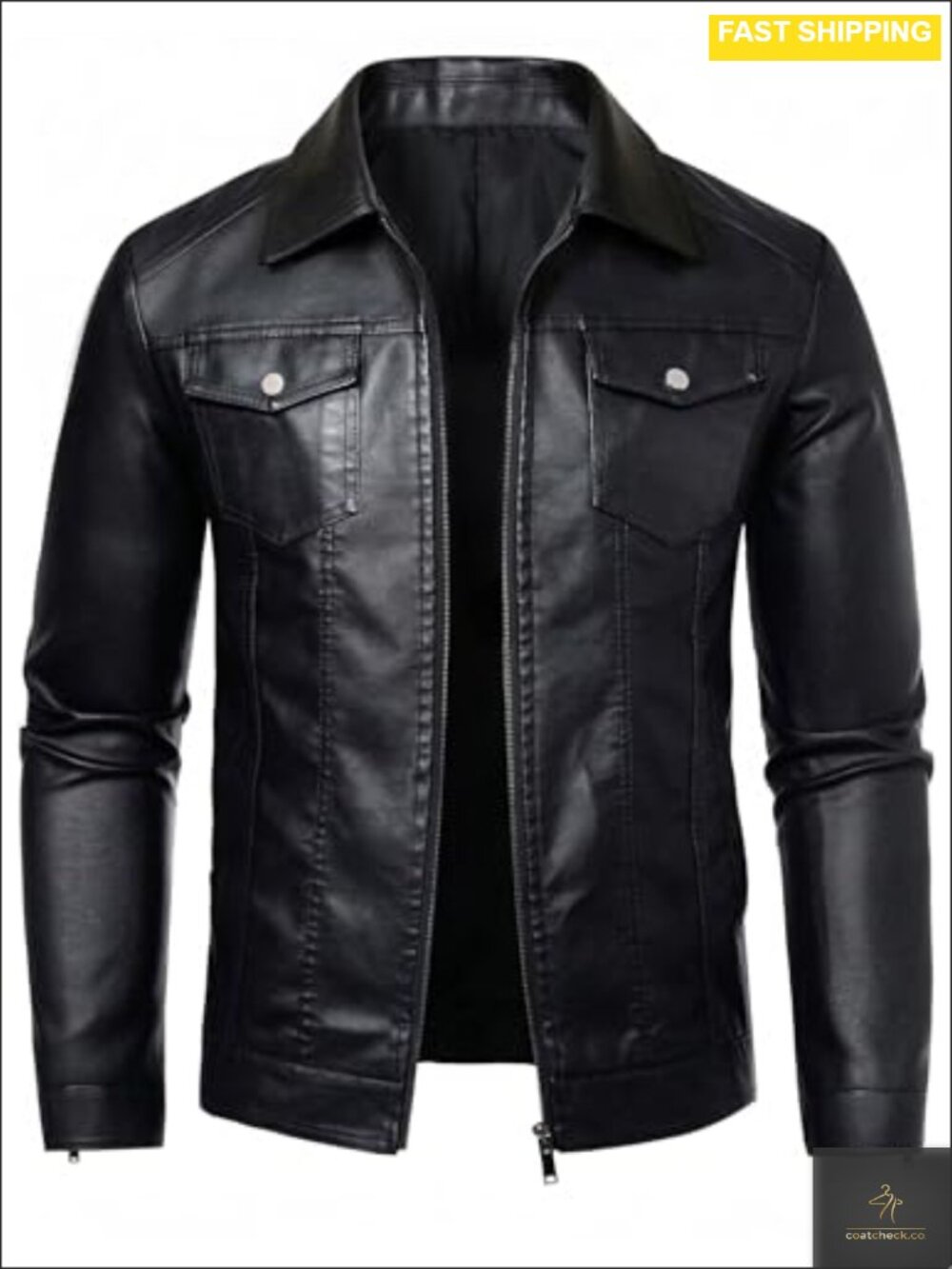 Faux Leather Jacket Men Motorcycle Biker Bomber Coat Outwear